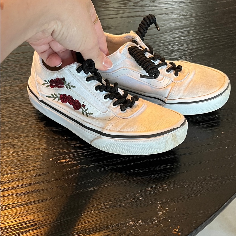 Vans Kids Embroidered Red Floral Sneakers